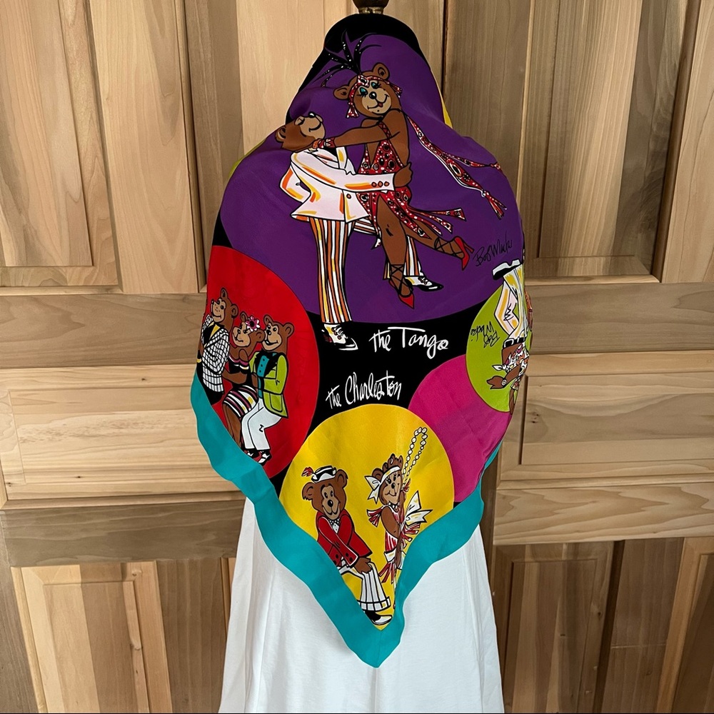 💜 Best Price Ever! Original Bob Mackie Wearable Art Dancing Bears 100% Silk - Picture 10 of 13
